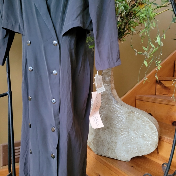 NEW Vintage 80s Dress Michael Blair Double Breasted Trench Long Layered Look S - Picture 6 of 11